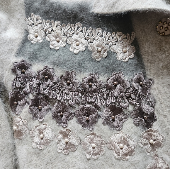 Vintage Angora Lined Embroidered Cardigan Large/xl - Picture 3 of 8